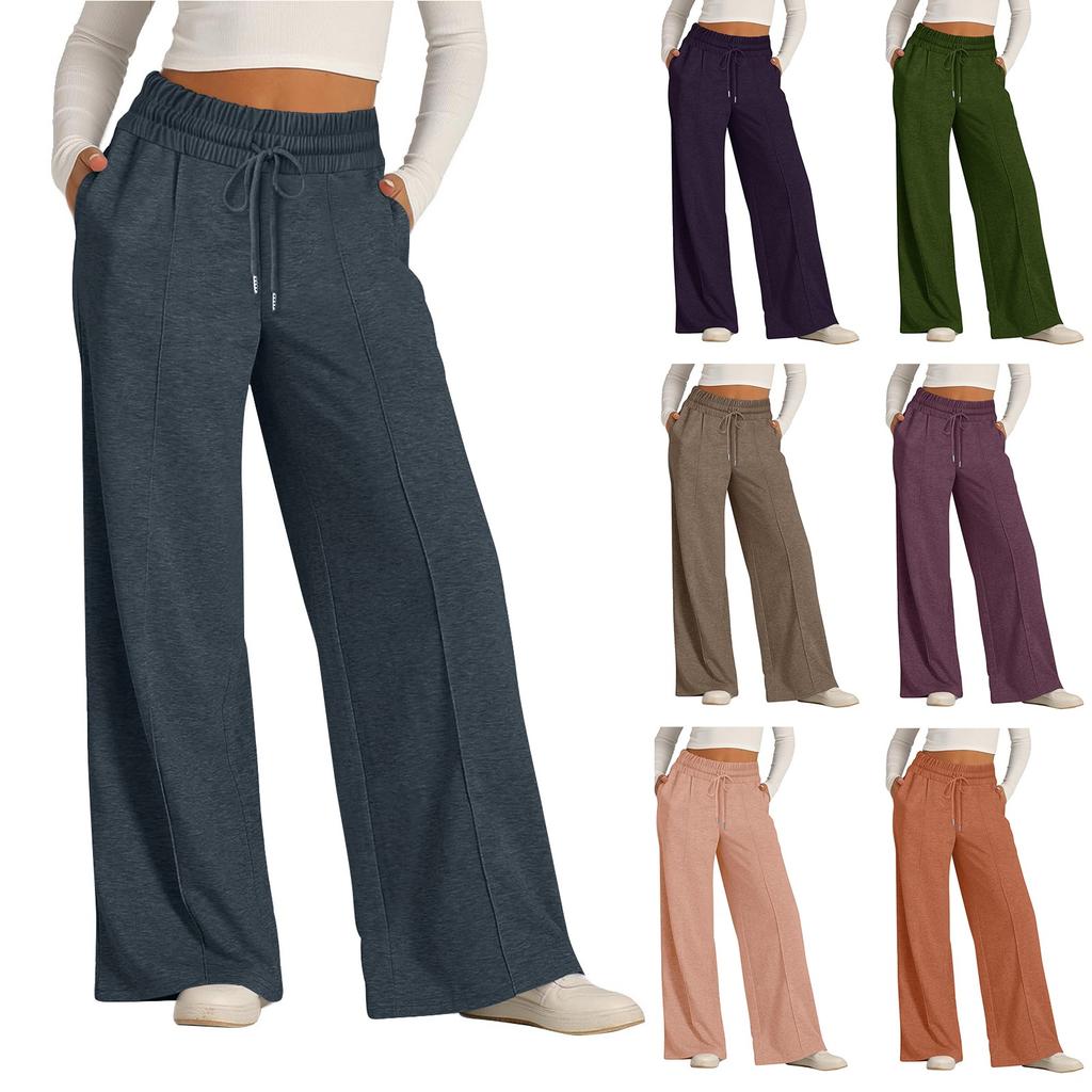 Женские широкие спортивные штаны с высокой талией, повседневные брюки для занятий йогой