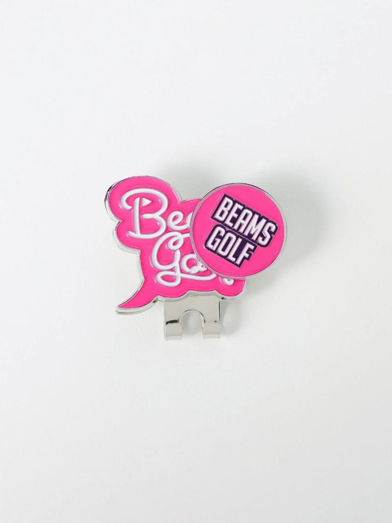 Футболка с коротким рукавом Beams Golf с клип-маркером Розовая 81040071833 Мужская Надпись, -