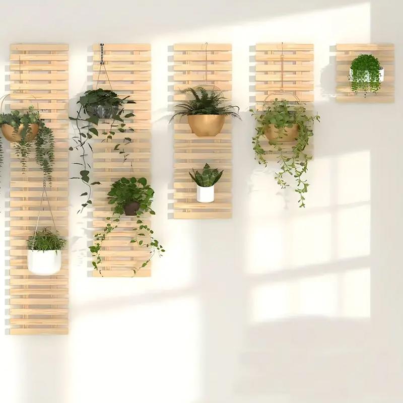1/2/3/4pcs Wooden Hanging Rack Bohemian Anti-corrosion Flower Shelf Layout Living Room Potted 30x30cm