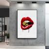 Sexy Woman Red Lip Bullets Dollars Prints Poster Canvas Painting Modern Wall Art Pictures For Living Room Bedroom Home Decor