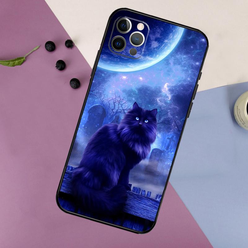 Witches Cat Moon Phone Case For iPhone 17 16 15 14 11 12 13 Pro Max Plus 12 13 mini 16e 17 Air Bumper Cover
