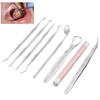 8 шт. / набор Стоматологический скейлер для зубного камня Зубочистка Скребок для зубного камня Зеркало для полости рта Фонарик