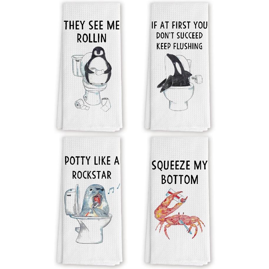 Funny Gothic Skeleton Baker Kitchen Towels, Gifts for Baking Lovers Women Dish Hand Towels for Kitchen, Having a Mental Bake Down Decorative Tea