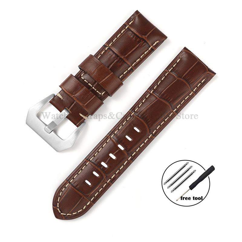 Бизнес Ремешок для часов из натуральной кожи Panerai для Omega Стальная пряжка Черный Коричневый Мужской ремешок Аксессуары 20 мм 22 мм 24 мм 26 мм