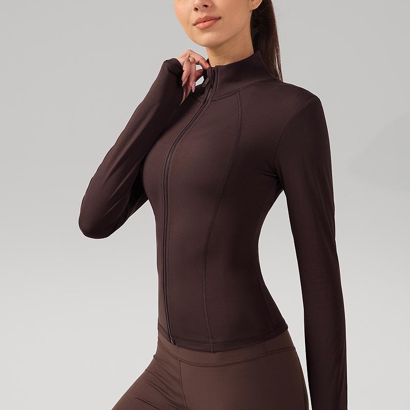Женская быстросохнущая облегающая куртка с длинным рукавом для фитнеса для бега на открытом воздухе, йоги и тренировок