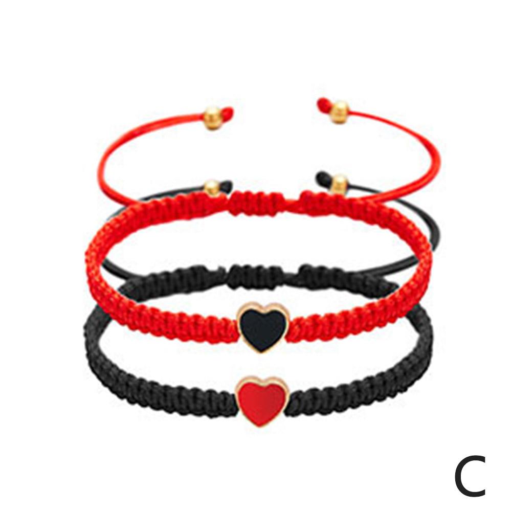 Парные браслеты из бисера с 2 сердечками для пар и лучших друзей, регулируемые плетеные браслеты-нити для подарков на День святого Валентина
