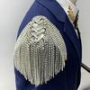 1 шт. Эполет с бусинами из стразов, панк, для пальто, костюма, сделай сам, цепочка с кисточкой, значок, наплечные нашивки, аппликации, отделка кисточками, кристальный декор