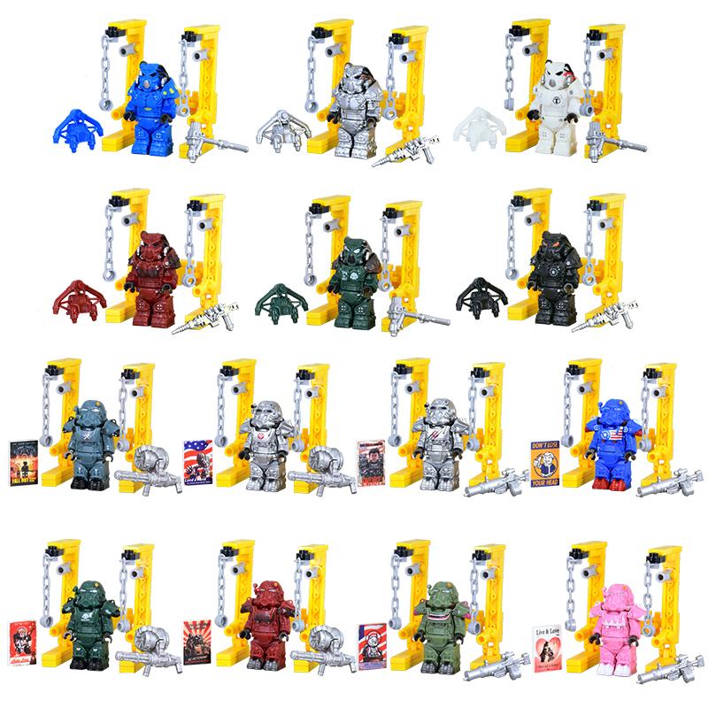 X-01 Военные Солдаты Мини Экшн Фигурки fallouted Рыцари Модельные Фигурки Оружие Роботы Меха Конструктор Кирпичики Игрушки