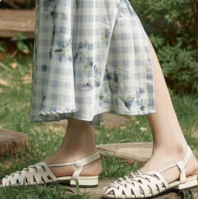 Модная универсальная удобная милая плетеная сумка на голову сандалии летняя новая обувь кожаный узор мягкая подошва римские туфли