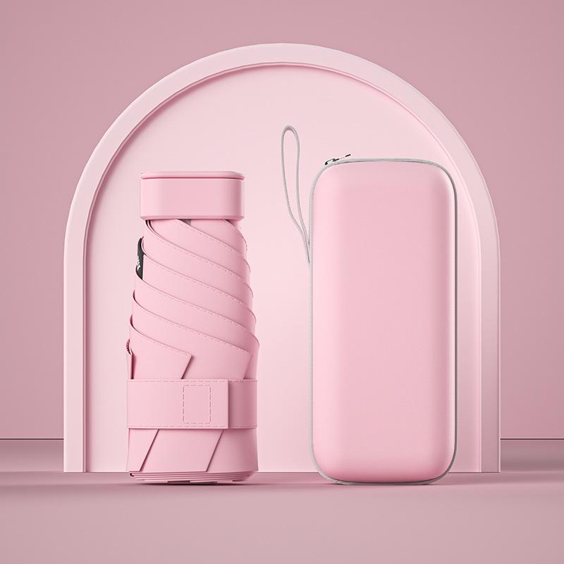 UPF50+ Mini Folding Umbrella Vinyl Small Sun Shade Umbrella Pocket Rain Travel Umbrella Ultraviolet Protection Capsule Parasol