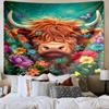 Cow In Flower Field Tapestry Room Decoration Wall Hanging for Living Room Bedroom, dormitory, Birthday and Christmas gifts
