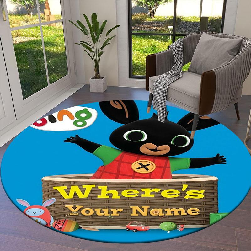 Bing Custom Name Round Area Rug,Carpet Rug for Living Room Bedroom Sofa Playroom Decor,Non-slip Floor Mat