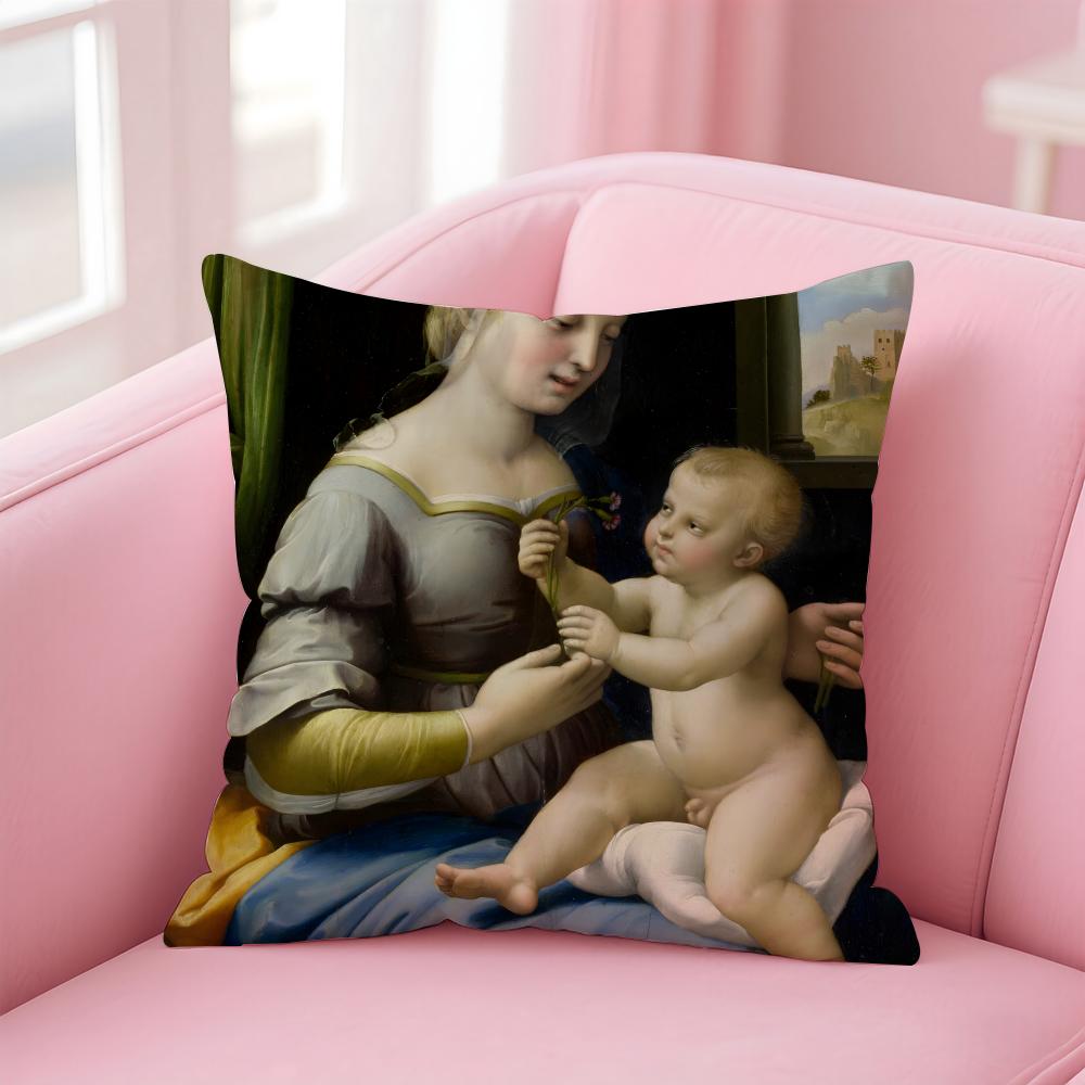 classical RRaffaello Santi Cushion Cover Pillow Case Ultra Soft Skin Friendly Fabric Cloud Like Comfort Concealed Zipper
