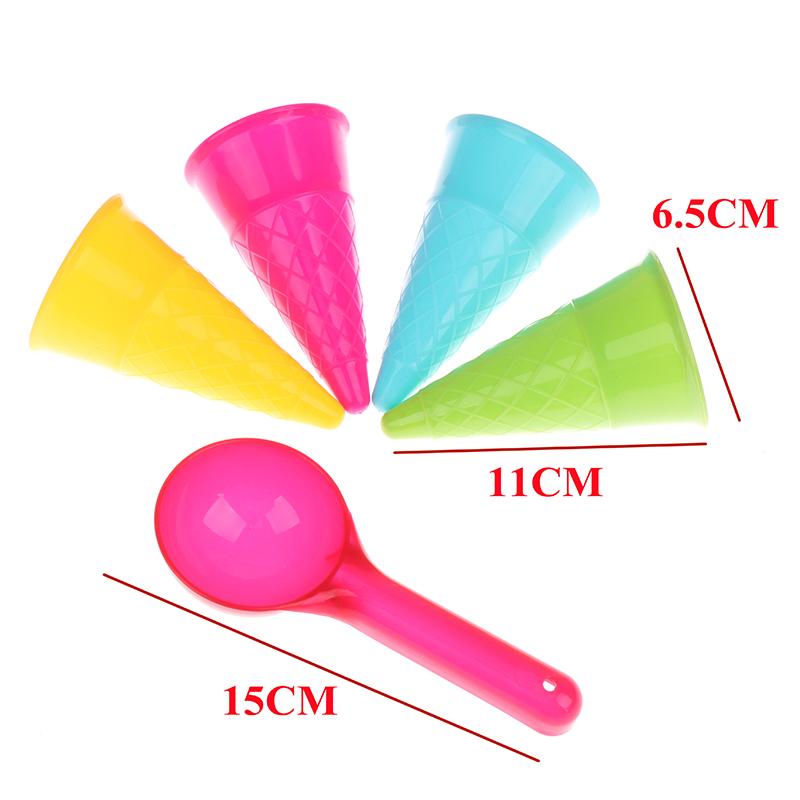 5Pcs Ice Cream Cone Scoop Sets Beach Sand Toys Kids Summer Play Game Gift