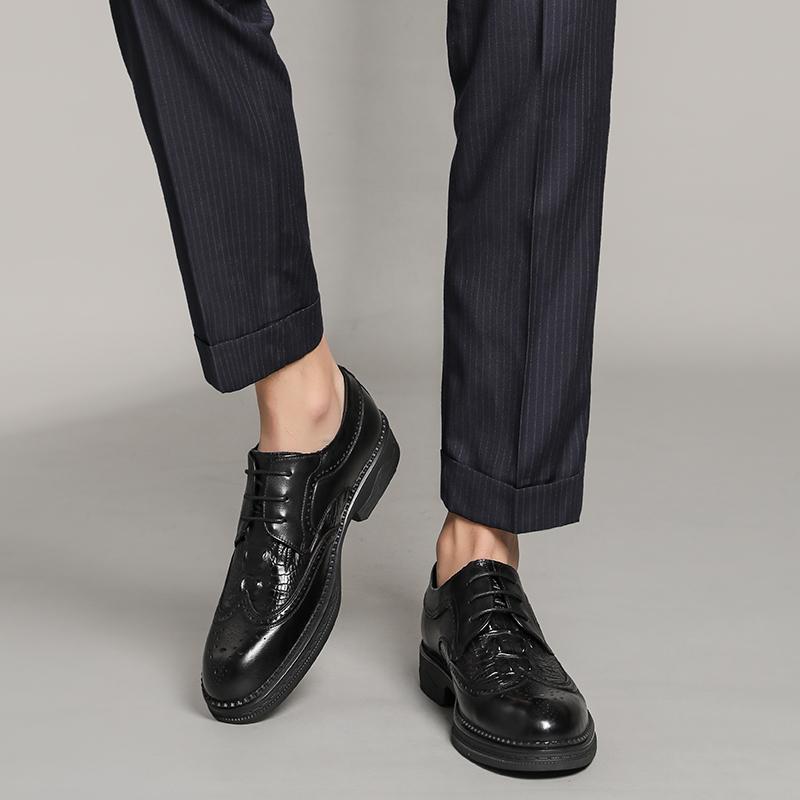 Роскошная мужская кожаная обувь для бизнеса Джентльменский ретро-стиль Вечернее платье Взрослый Работа Офис Черная обувь Броги мужские