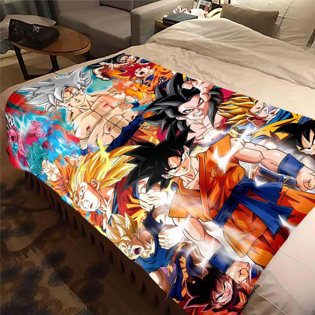 1 шт. Фланелевое одеяло с принтом Dragon Ball Super, Высокое качество, Для всех сезонов, Декор для дома, Тепло и уют, Идеально для рождественских подарков