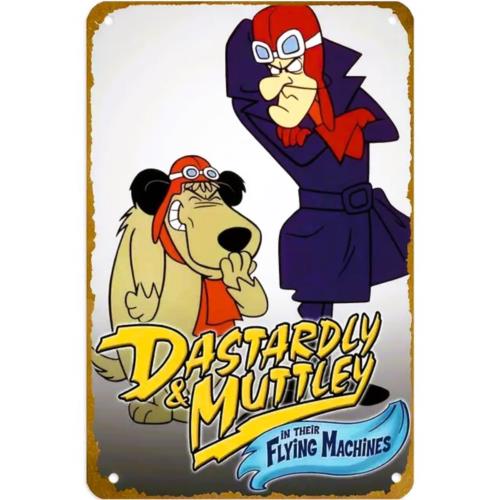 Dastardly and Muttley Vintage Metal Sign, Retro Cartoon Sign Wall Decor