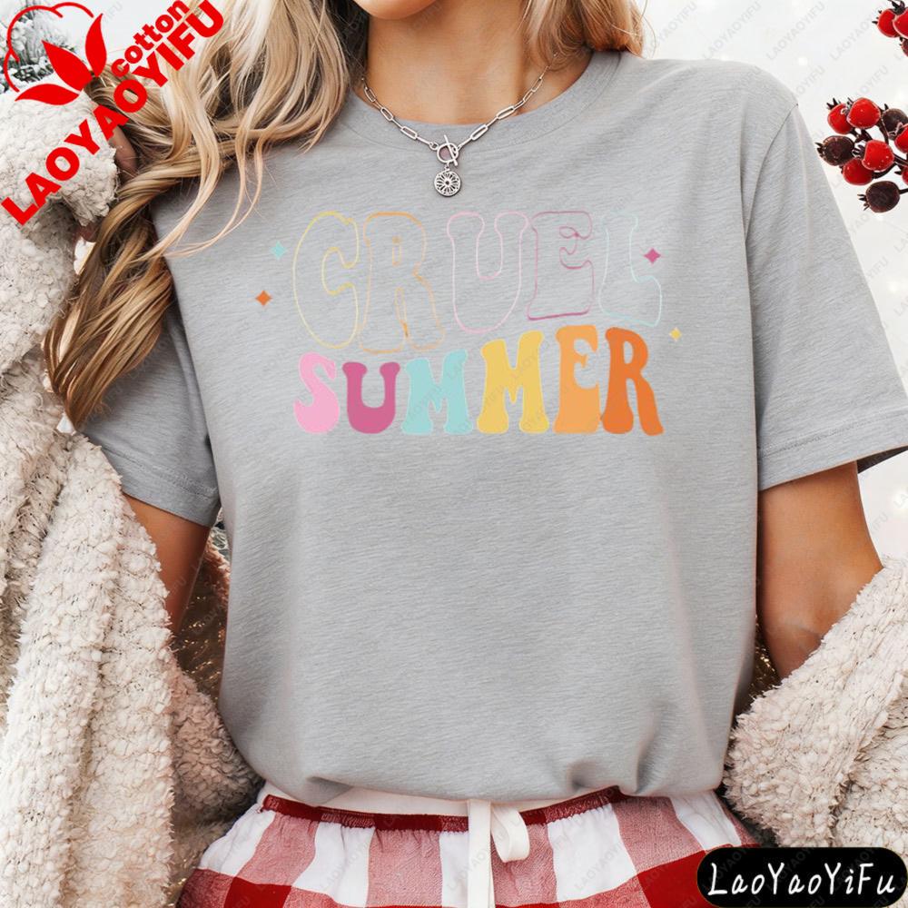Cruel Summer Retro Groovy Font Graphic T Shirt Modern And Trendy Unisex Cotton Short Sleeve Summer Casual Daily Life TShirt