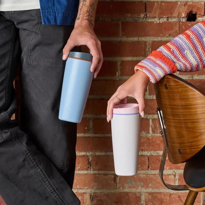 12/20oz Stainless Steel Vacuum Cup Coffee Cup Simple Fashion Men's & Women's Coffee Cup Outdoor Sports Portable Cup Couples Mugs