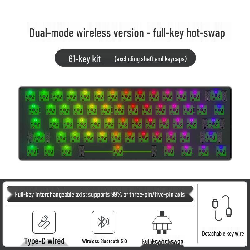 Беспроводной Bluetooth механический набор клавиатуры RGB, с возможностью настройки и тремя режимами подключения, разных размеров