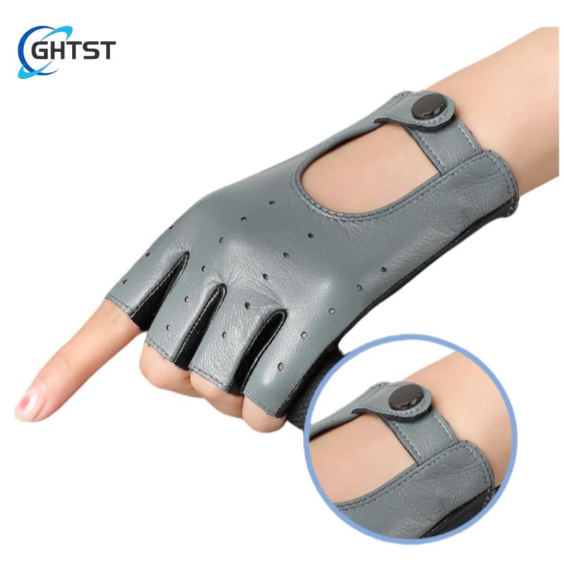 Sale Sheepskin Punk Show Women GlovesLeather Half-finger Simple Winter Warm Comfortable Girl Gloves Trendy Female Glove