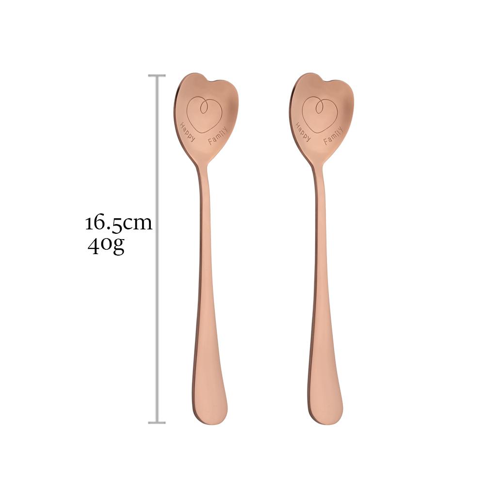 2 шт., ложка из нержавеющей стали в форме сердца, Золотая ложка, кофейная ложка, праздничные подарки, кухонные аксессуары, украшение для посуды