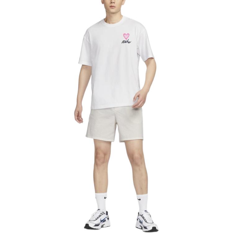 Nike Sportswear Loose Breathable Printed Casual Soft Comfortable Short Sleeve T-Shirt Men Tops White HJ0585100