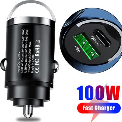 Мини 100 Вт USB автомобильное зарядное устройство Type C QC3.0 PD автомобильные зарядные устройства быстрая зарядка автомобильное зарядное устройство для телефона адаптер для iPhone Samsung Huawei Xiaomi