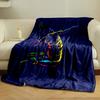 A colorful abstract silhouette of a badminton player in action. for all seasons blanket lunch break throw gift