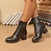 Sexy Metal Decoration Solid Black Pu Boots Women Pointed Toe High Heel Side Zipper Ankle Boots Fashion Warm Short Plush Shoes