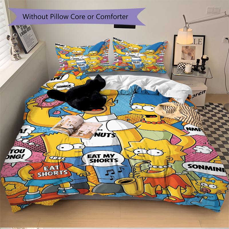 3Pcs Simpsons Pop Culture Mashup Bedding Set Quilt Cover Pillowcase Home Christmas Xmas Halloween Gift 1 Duvet Cover 2 Pillowcase S921825