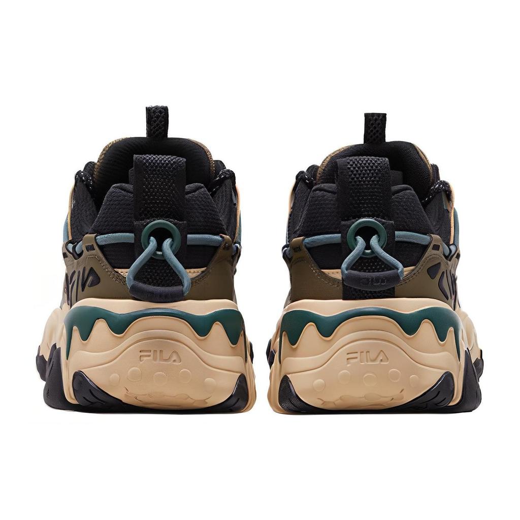 Fila Fluid 5 Кошачья лапка Удобный Универсальный Ткань Синтетическая кожа Низкий верх Кроссовки для бега Мужские кроссовки Черный Зеленый F12M412105FBC