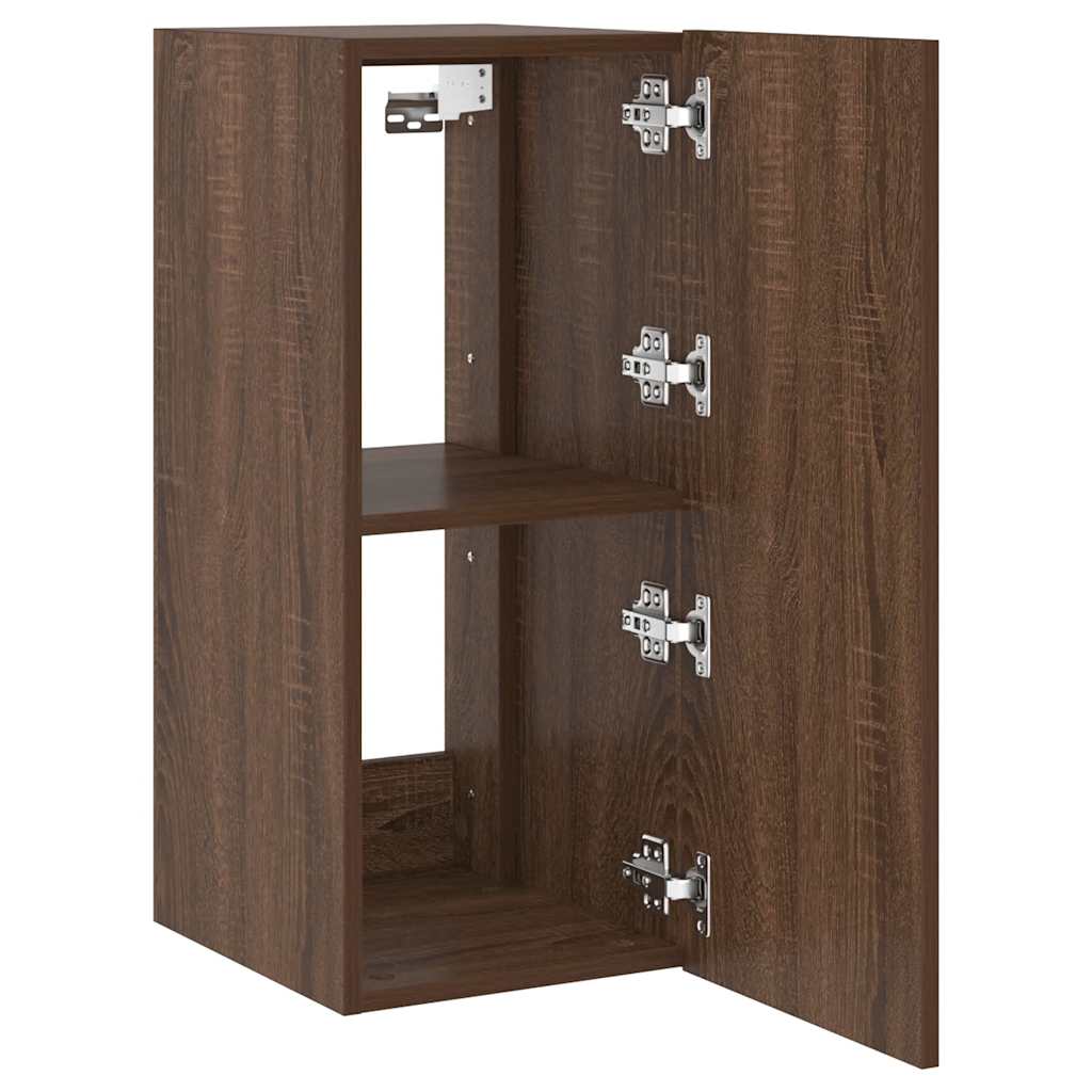 Wall Mounted TV Cabinet with LED Lights Brown Oak Effect 12 x 13.8 x 27.6 in (30.5 x 35 x 70 cm)