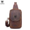 Men's Crossbody Bags Crazy Horse Leather Chest Bag's Leather Crossbody Bages Retro Men's Zip Pocket Short Travel Bag