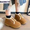 Меховые балетки на платформе женские зимние ботильоны теплая обувь 2025 тренд повседневные прогулочные кроссовки для походов зимние короткие плюшевые женские ботинки