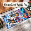 Forest Nature Theme Crystal Velvet Rug Personalized Custom Name Text Soft Floor Mat Home Decor