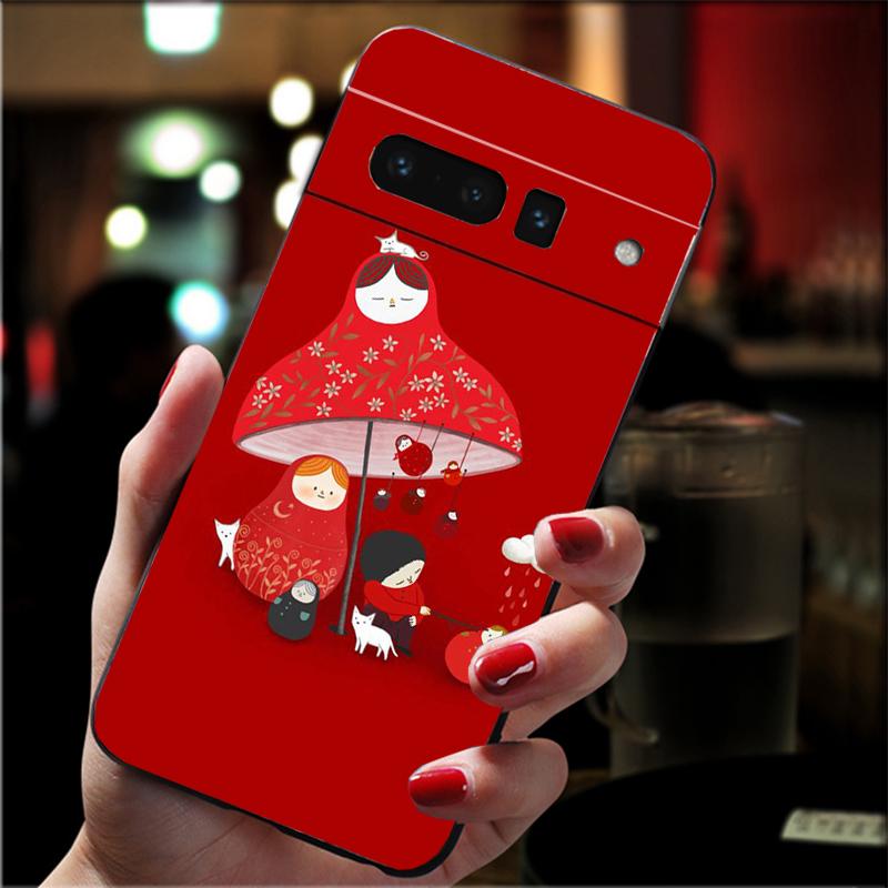Phone Case For Google Pixel 10 9 Pro XL 9A 8 7 6 Pro Pixel 8A 7A 6A Pixel 8 7 6 5 Cute Russian Dolls Pattern Matryoshka