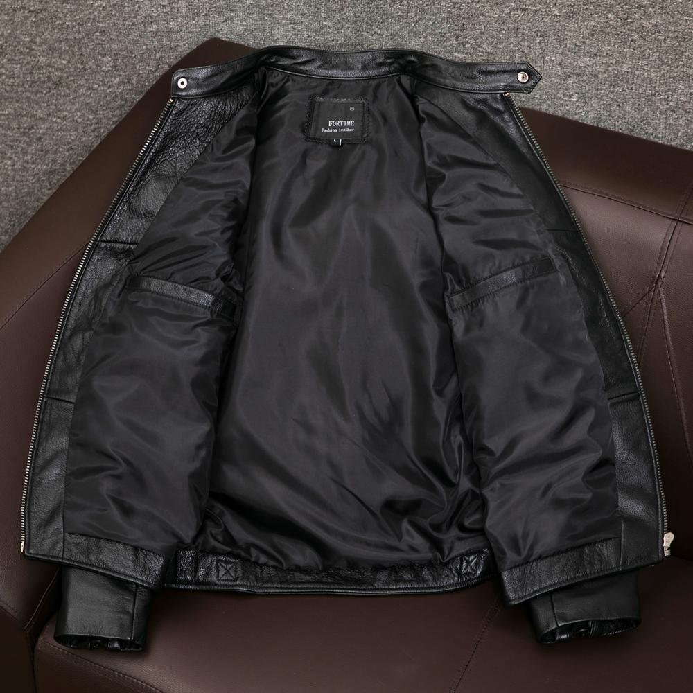 Genuine Leather Jacket Men Real Cowhide Biker Slim Fit Short Coat Spring Autumn Outerwear