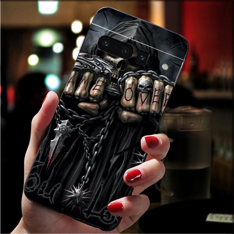 Phone Case For Google Pixel 10 9 Pro XL 9A 8 7 6 Pro Pixel 8A 7A 6A Pixel 8 7 6 5 Grim reaper skull skeleton
