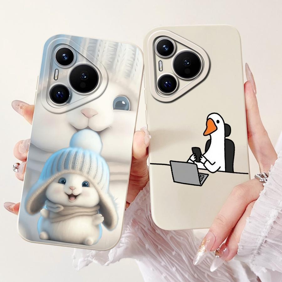 Case For Huawei Pura 70 Cartoon Bumper Soft Liquid Silicone Back Cover for Huawei pura70 Pro Plus Protection Shockproof Funda