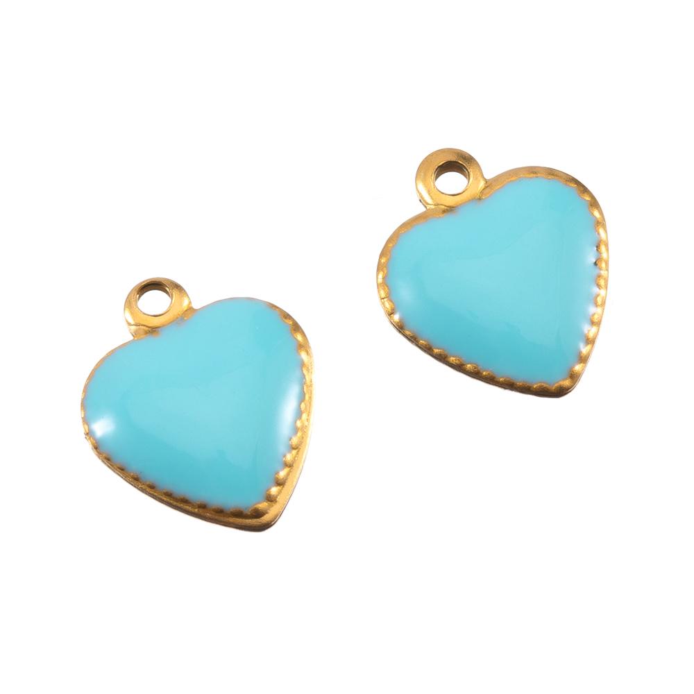10pcs Stainless Steel Enamel Small Love Heart Charm Necklace Pendant for DIY Women Jewelry Findings Earring Supplies Wholesale