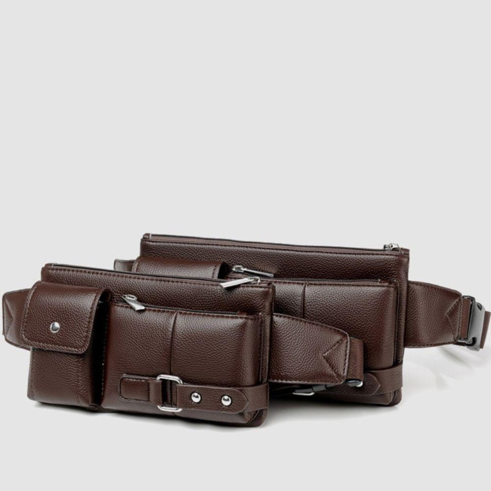 Водонепроницаемая мужская кожаная поясная сумка, регулируемый ремень, поясная сумка из ПУ кожи, для улицы