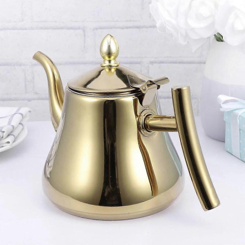 Stainless Steel Tea Kettle with Infuser, Coffee Pot for Home, Anti-Scald Design, Smooth Water Flow, Lightweight and Ergonomic Handle,Gold