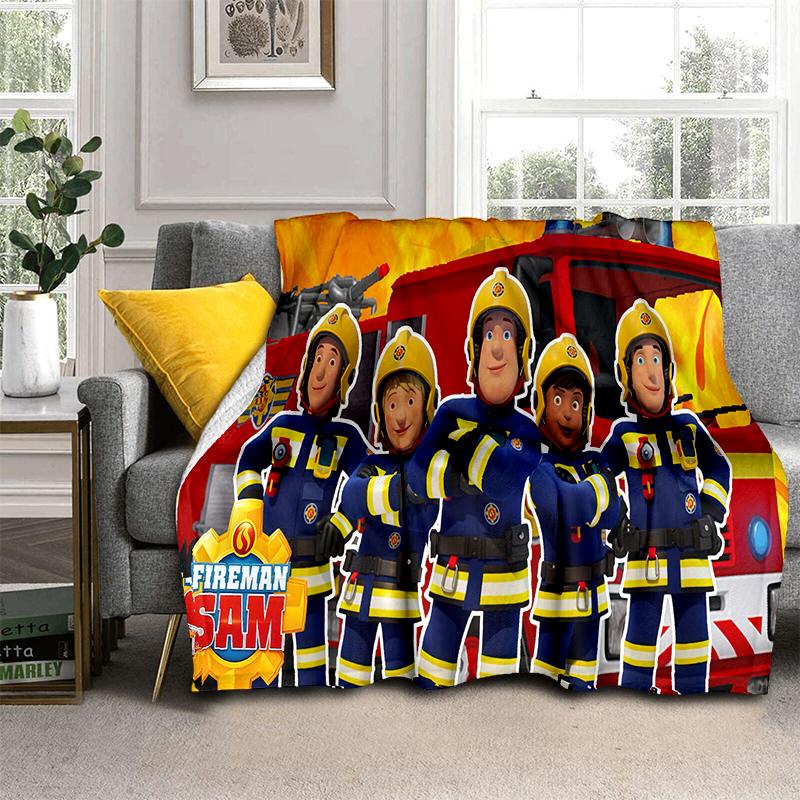 3D Classic Fireman Sam Child Cartoon Blanket,Soft Throw Blanket for Home Bedroom Bed Sofa Travel Picnic Cover Kids Gift