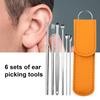 Yousheng 6Pcs/Set Ear Wax Remover One-piece Molding 360-degree Rotated Stainless Steel Double-head Ear Pick for Adult