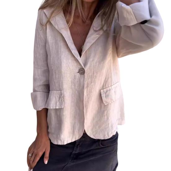 Пальто с лацканами, длинными рукавами, карманами с клапанами, пиджак, сплошной цвет, свободная работа на одной пуговице