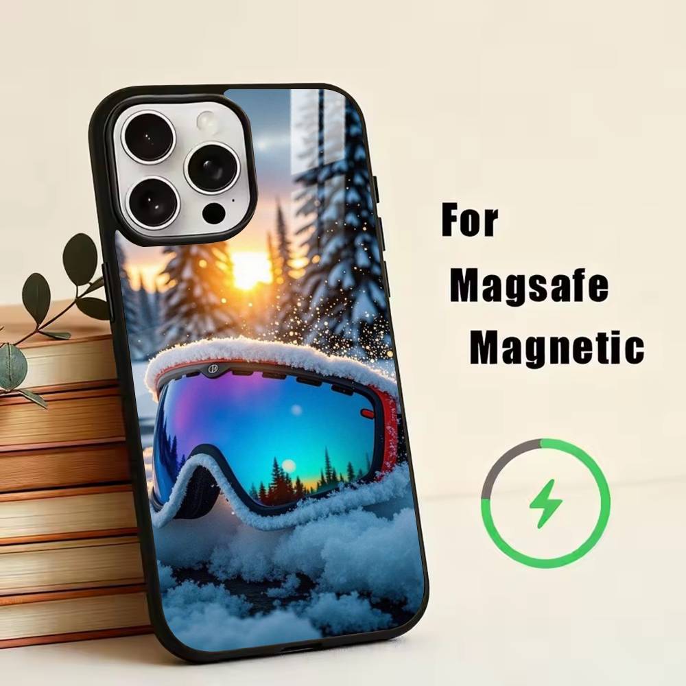 Snow Snowboard Ski -SS  Phone Case For iPhone17,16,15,14,13,12,11 Plus,Pro Magnetic with Magsafe Wireless Charging