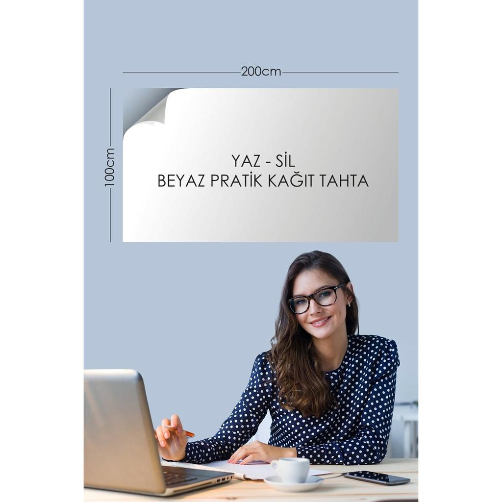 2 шт. Белая смарт-бумажная доска 100x200 см. Доска для письма с ручкой в ​​подарок. Наклеивается на стену, стекло, классную доску.