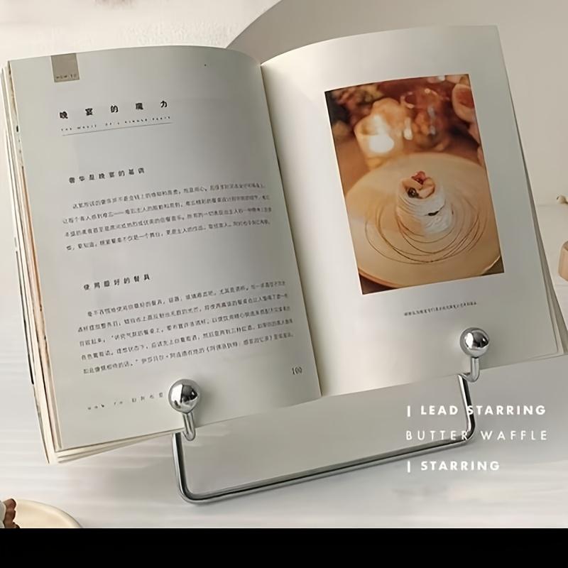Portable Metal Flat Support New Silver Creative Book Reading Stand Mobile Phone Support Ins Style Desktop Support, Book Stand