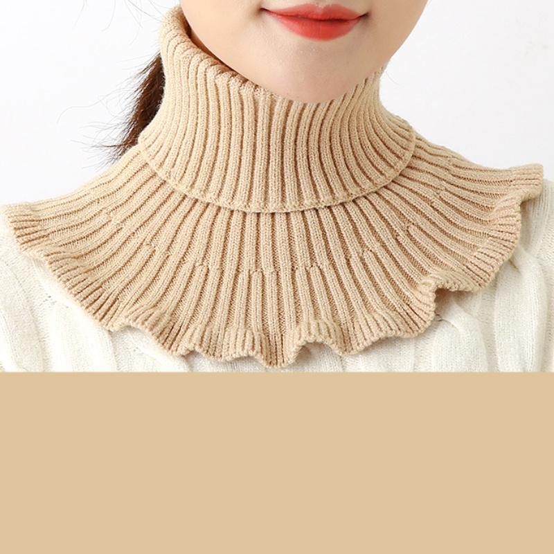Winter Scarf Women's Coldproof Warm Knitted Neck Scarf Women's Fake Collar Red Scarf